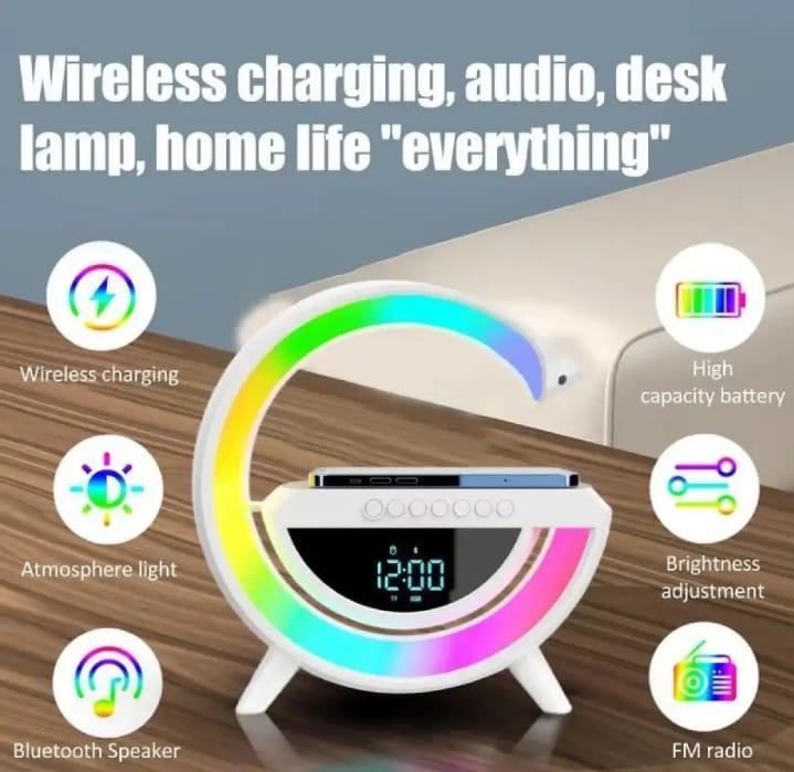 4 - in - 1 Wireless Charger: Clock, Speaker & Lamp - Ashiyna Shopping Mall